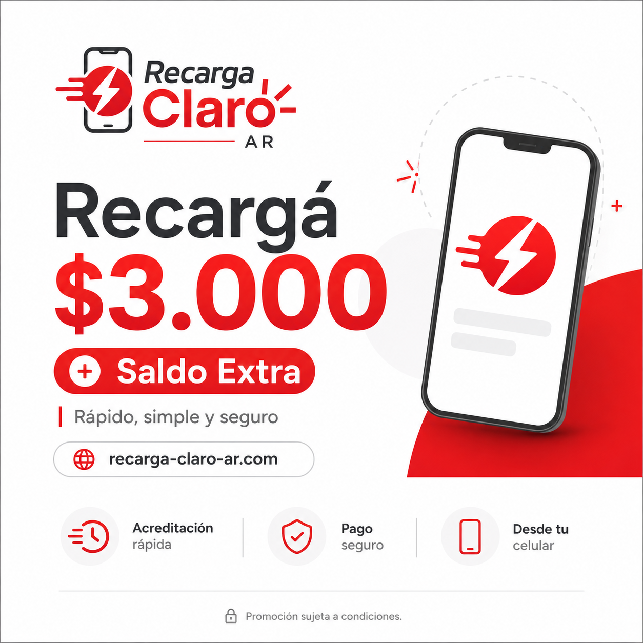 Recargá $3.000 + Saldo Extra